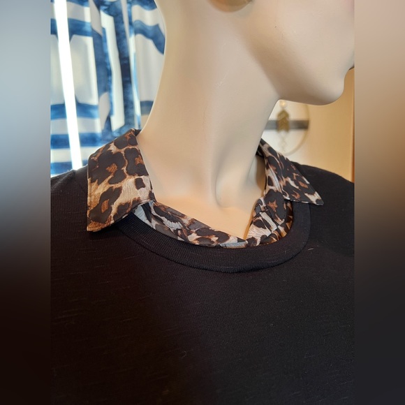 AGB Cheetah Print Layered Look Sweater Black Size Large - Picture 4 of 12